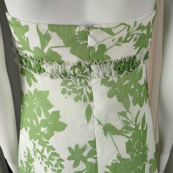 David's Bridal Women's Green Floral Strapless Dress Size 6 - Picture 5 of 12